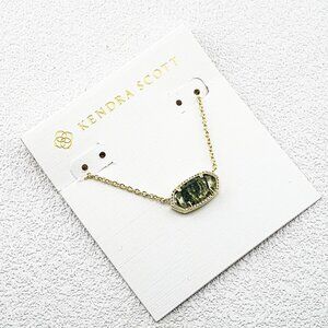 Kendra Scott Green Veined Stone Necklace